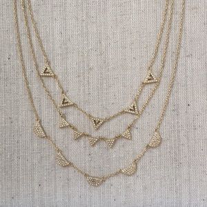 Stella & Dot necklace three layers Swarovski gold
